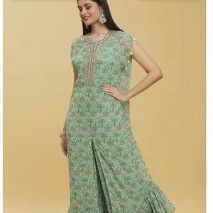 Tropical Trees Print Kaftan & Sharara Set